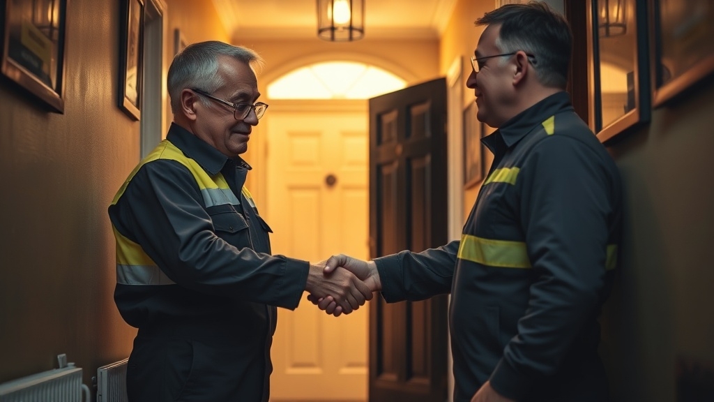 Engineer shaking hands with a Staines-upon-Thames homeowner after locating their leak